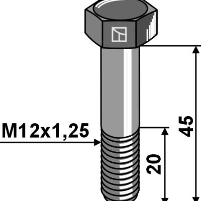 Hexagon bolt with metric fine thread - M12x1,25X45 - 12.9
