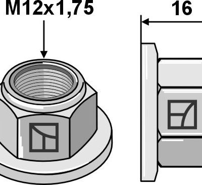 Self-locking collar nut - Polystop - M12x1,75 - 8.8
