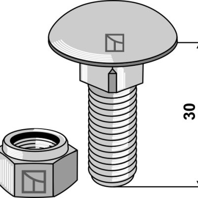 Saucer-head screw M12x1,75x30 with self-locking nut
