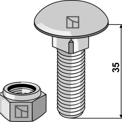 Saucer-head screw M12x1,75x35 with self-locking nuts