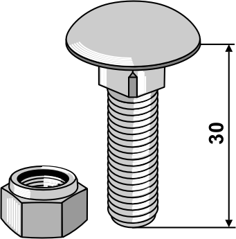 Saucer-head screw M10x1,5x30 with self-locking nuts