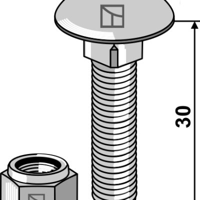 Saucer-head screw M8x1,25x30 with self-locking nuts