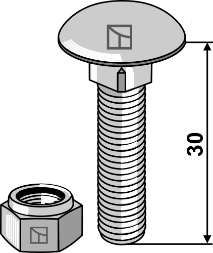 Saucer-head screw M8x1,25x30 with self-locking nuts