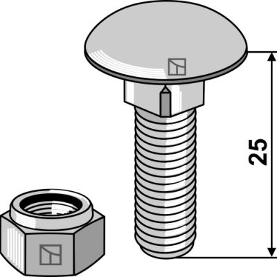Saucer-head screw M10x1,5x25 with self-locking nuts