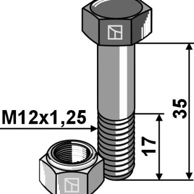 Hexagon bolt M12x1,25x35 with self-locking nut