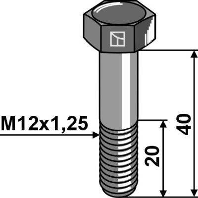 Hexagon bolt with metric fine thread - M12x1,25x40 - 12.9