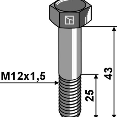 Hexagon bolt with metric fine thread - M12x1,5x43 - 12.9