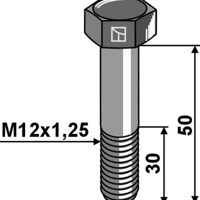 Hexagon bolt with metric fine thread - M12x1,25x50 - 12.9