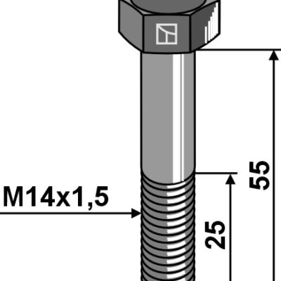 Hexagon bolt with metric fine thread - M14x1,5x55 - 12.9