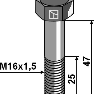 Hexagon bolt with metric fine thread - M16x1,5X47 - 12.9