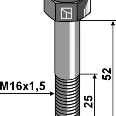 Hexagon bolt with metric fine thread - M16x1,5x52 - 12.9