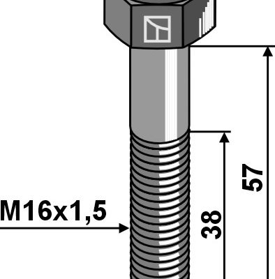 Hexagon bolt with metric fine thread - M16x1,5x57 - 12.9