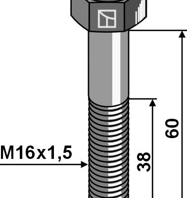 Hexagon bolt with metric fine thread - M16x1,5X60 - 12.9