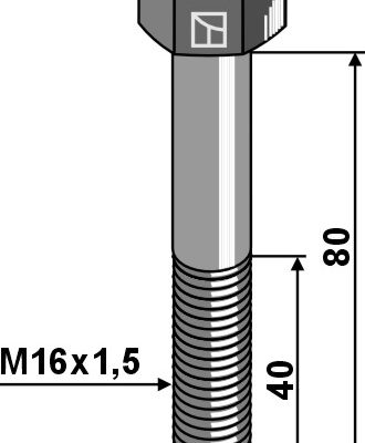Hexagon bolt with metric fine thread - M16x1,5X80 - 12.9