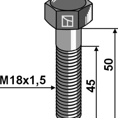 Hexagon bolt with metric fine thread - M18x1,5x50 - 10.9