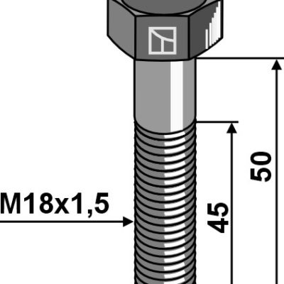 Hexagon bolt with metric fine thread - M18x1,5x55 - 10.9