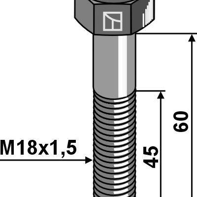 Hexagon bolt with metric fine thread - M18x1,5x60 - 10.9