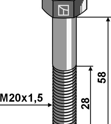 Hexagon bolt with metric fine thread - M20x1,5X58 - 10.9