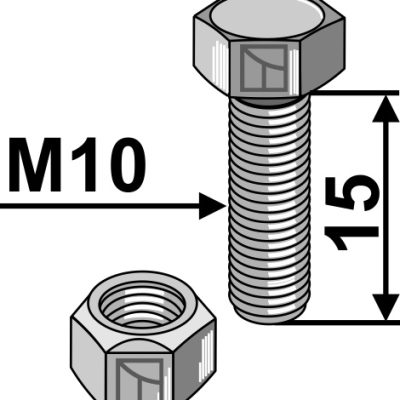 Hexagon bolt M10x1,5x15 with self-locking nut