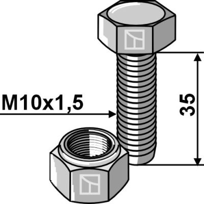 Hexagon bolt M10x1,5x35 with self-locking nut