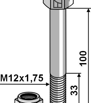 Hexagon Bolt M12x1,75x100 with self-locking nut