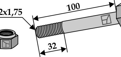 Hexagon Bolt M12x1,75x100 with self-locking nut