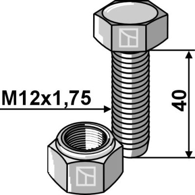 Hexagon Bolt M12x1,75x40 with self-locking nut