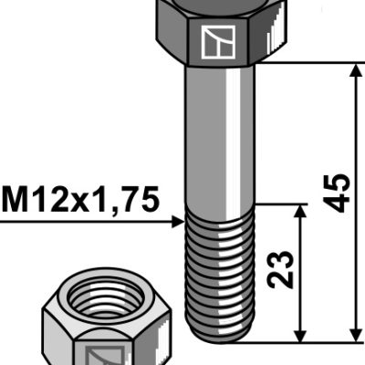 Hexagon Bolt M12x1,75x45 with self-locking nut