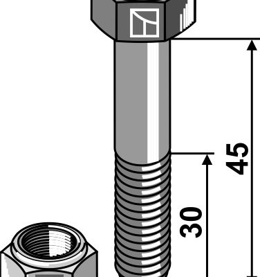 Hexagon Bolt M12x1,75x45 with self-locking nut