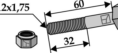 Hexagon Bolt M12x1,75x60 with self-locking nut