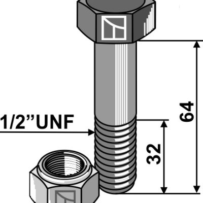 Bolt with self-locking nut - 1/2''UNF