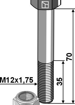 Hexagon Bolt M12x1,75x70 with self-locking nut
