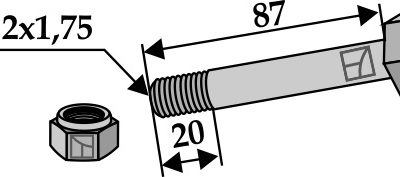 Hexagon Bolt M12x1,75x87 with self-locking nut
