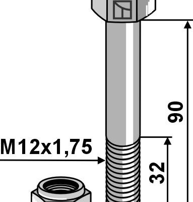 Hexagon Bolt M12x1,75x90 with self-locking nut