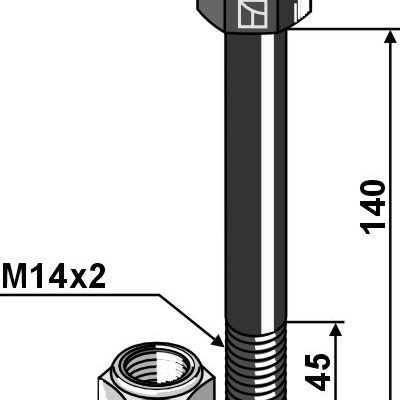 Hexagon Bolt M14x2x140  with self-locking nut