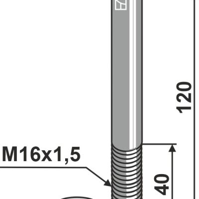 Hexagon Bolt M16x1,5x120 with self-locking nut