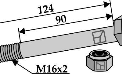Hexagon Bolt M16x2x124 with self-locking nut