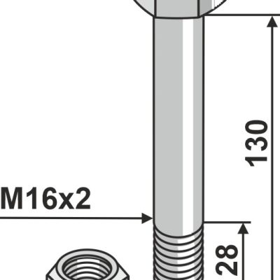 Hexagon Bolt M16x2x130 with self-locking nut