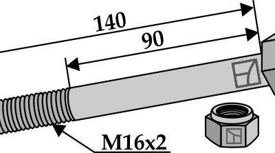 Hexagon Bolt M16x2x140 with self-locking nut