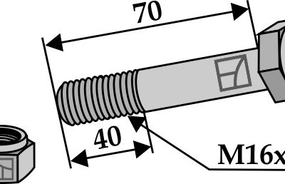 Hexagon Bolt M16x2x70 with self-locking nut