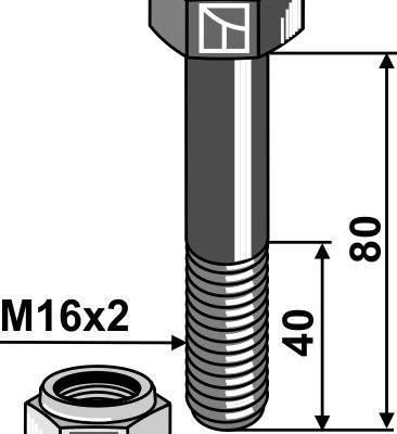 Hexagon Bolt M16x2x80 with self-locking nut