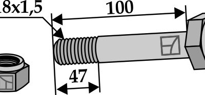 Hexagon Bolt M18x1,5x100 with self-locking nut