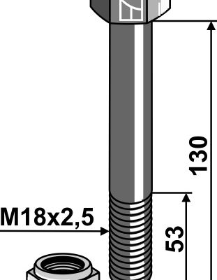 Hexagon Bolt M18x2,5x130 with self-locking nut