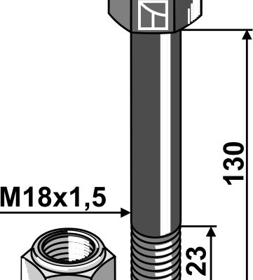 Hexagon Bolt M18x1,5x130 with self-locking nut