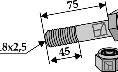Hexagon Bolt M18x2,5x75 with self-locking nut