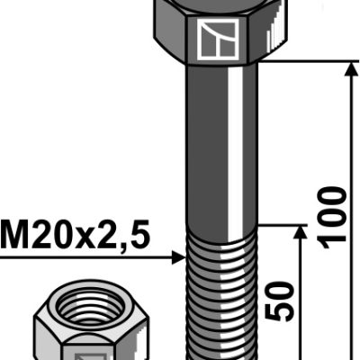 Hexagon Bolt M20x2,5x100 with self-locking nut