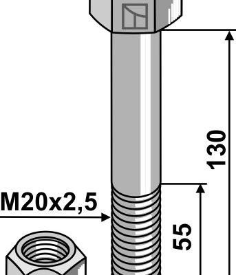 Hexagon Bolt M20x2,5x130 with self-locking nut