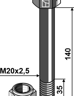 Hexagon Bolt M20x2,5x140 with self-locking nut