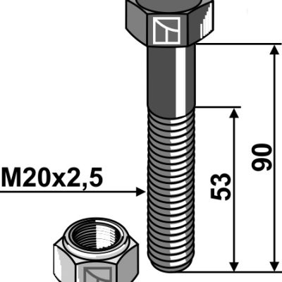 Bolt with self-locking nut - M20 - 10.9