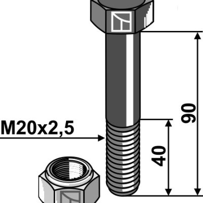 Bolt with self-locking nut - M20 - 10.9